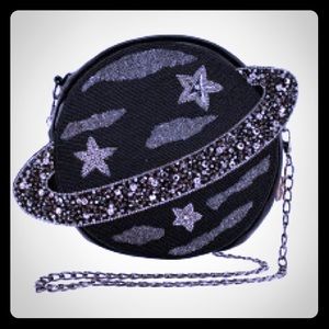 Mary Frances Saturn Orbit Black leather bag